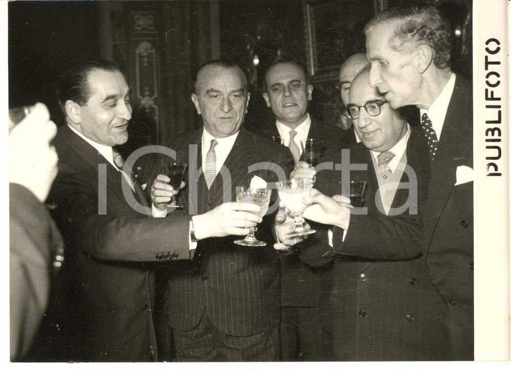 1955 ROMA Pierre MENDÈS FRANCE in visita da Cesare MERZAGORA Foto 18x13 cm