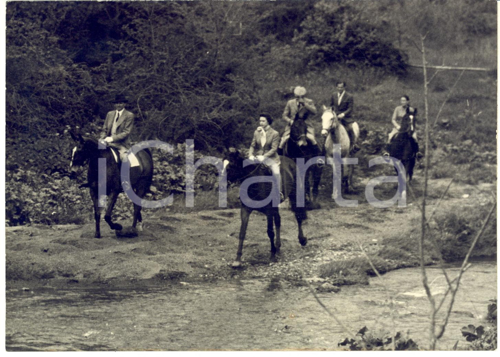 1959 NORCHIA / VITERBO Principessa Margaret d'Inghilterra a cavallo con amici