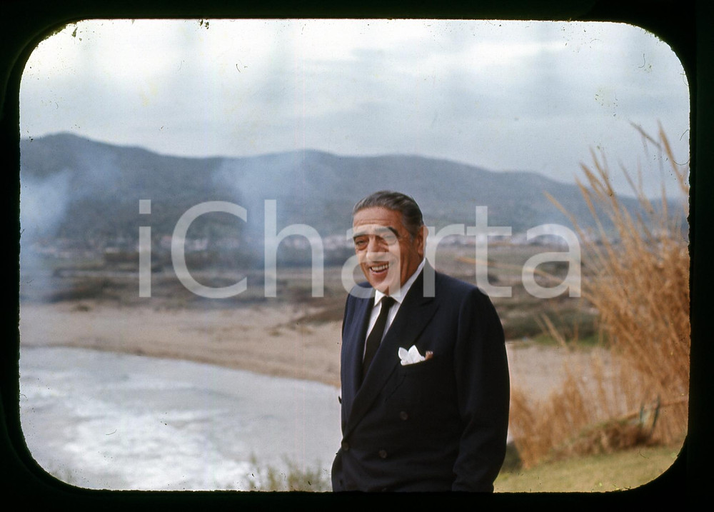 Fotografia d epoca originale 35mm vintage slide 1970ca COSTUME Aristotele ONASSIS Ritratto dell armatore 1 1