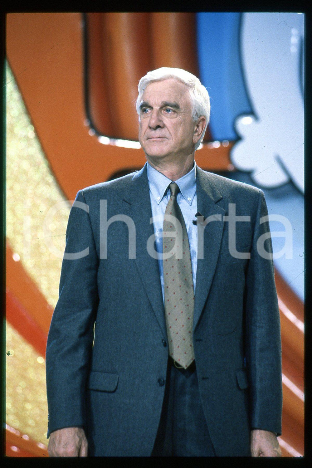 35mm vintage slide* 1995 ca CANALE 5 Leslie NIELSEN ospite a PAPERISSIMA (38)