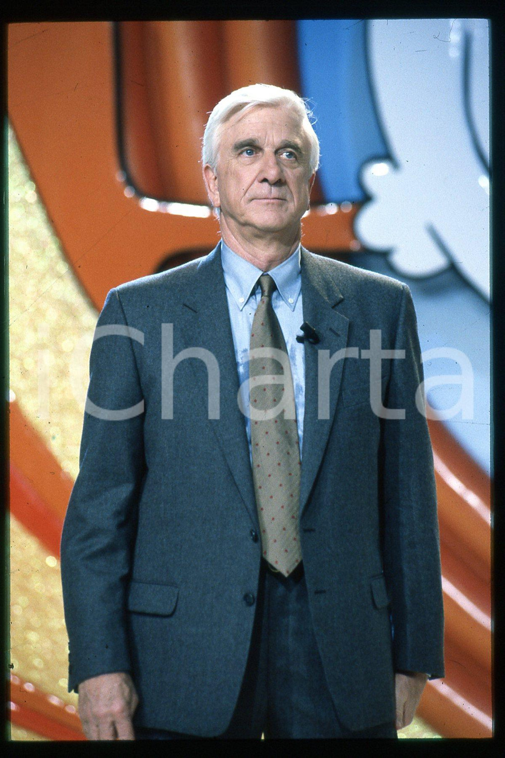 35mm vintage slide* 1995 ca CANALE 5 Leslie NIELSEN ospite a PAPERISSIMA (40)