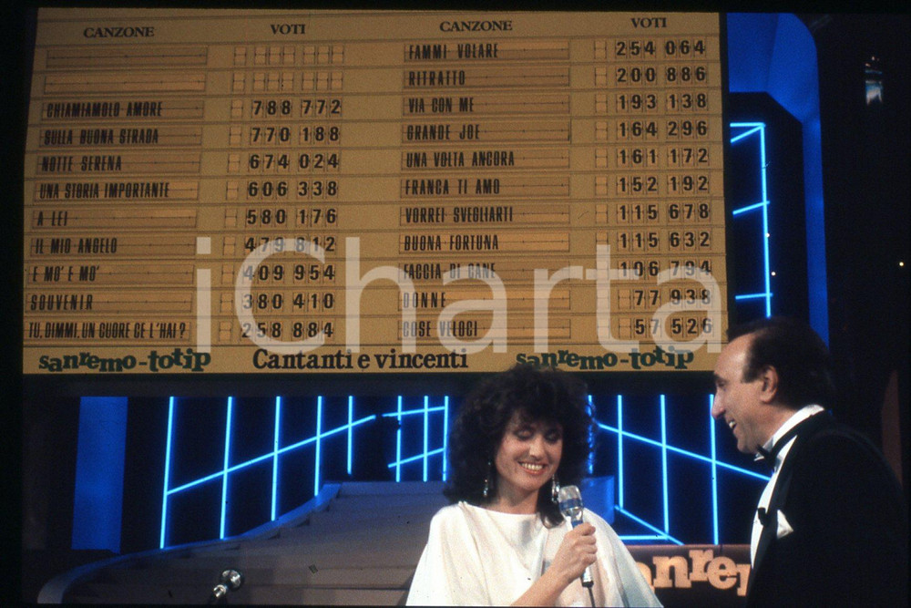 Negativo, diapositiva originale 35mm vintage slide 1985 ca SANREMO Gigliola CINQUETTI Pippo BAUDO 106 1