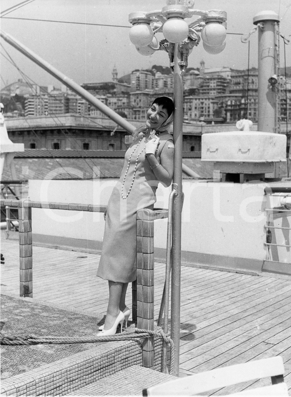 Fotografia d epoca originale 1958 GENOVA TEATRO Partenza Compagnia DUSE per il Sudamerica 3 Foto 18x24 1