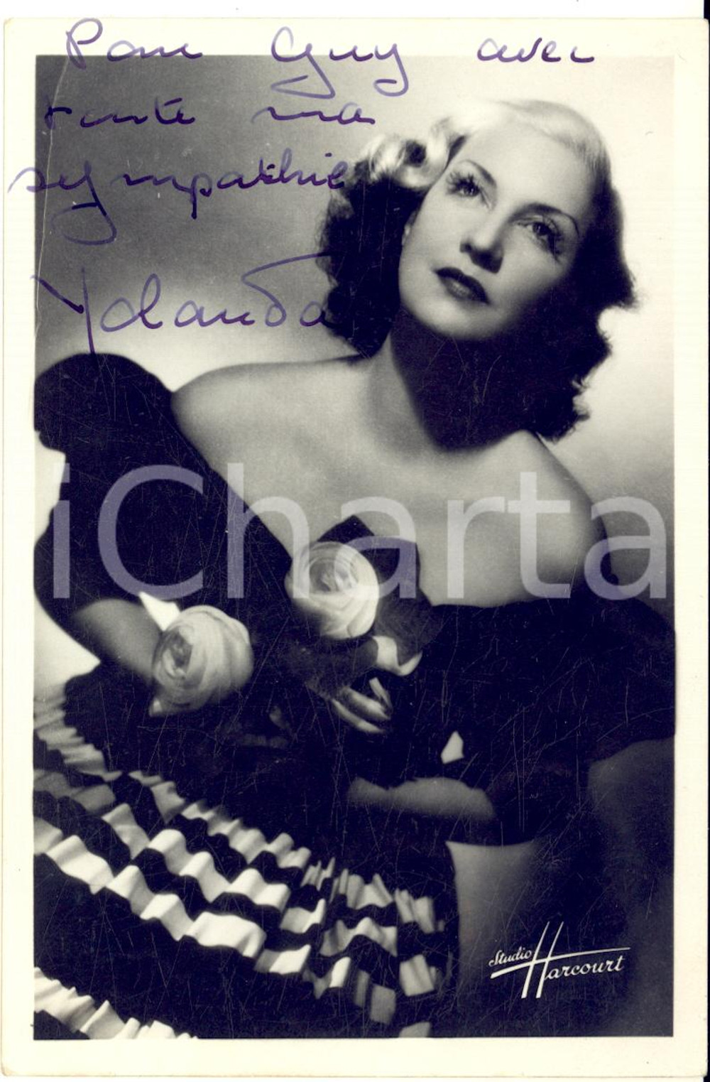 1946 BRUXELLES Cantante YOLANDA - AUTOGRAFO su foto seriale HARCOURT 10x15 cm  Fotografia seriale con dedica autografa.CONDIZIONI: GFORMATO: 10x15 cm    originale e autentica 1