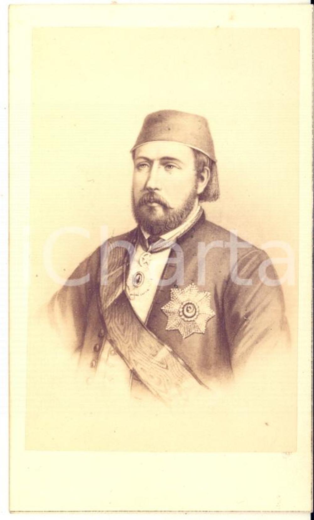 1860 ca Portrait Ismail PACHA Vice-roi d'Égypte - Photo CDV NEURDEIN PARIS  Fotografia originale d'epoca con didascalia manoscritta al verso.FOTOGRAFO: Neurdein - Paris, Place de la BourseCONDIZIONI: GFORMATO: CDV    originale e autentica 1
