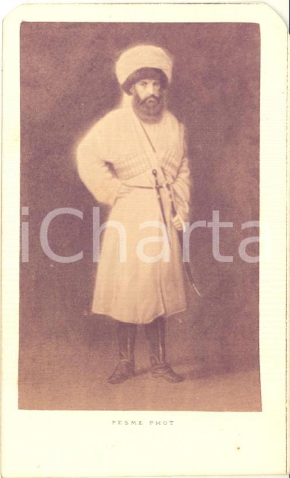1860 ca SHAMIL Imam of Dagestan - Original RARE Photo albumen CDV PESME  Fotografia originale d'epoca.FOTOGRAFO: Pesme - ParisCONDIZIONI: G (margini superiori arrotondati per l'inserimento in un album)FORMATO: CDV    originale e autentica 1