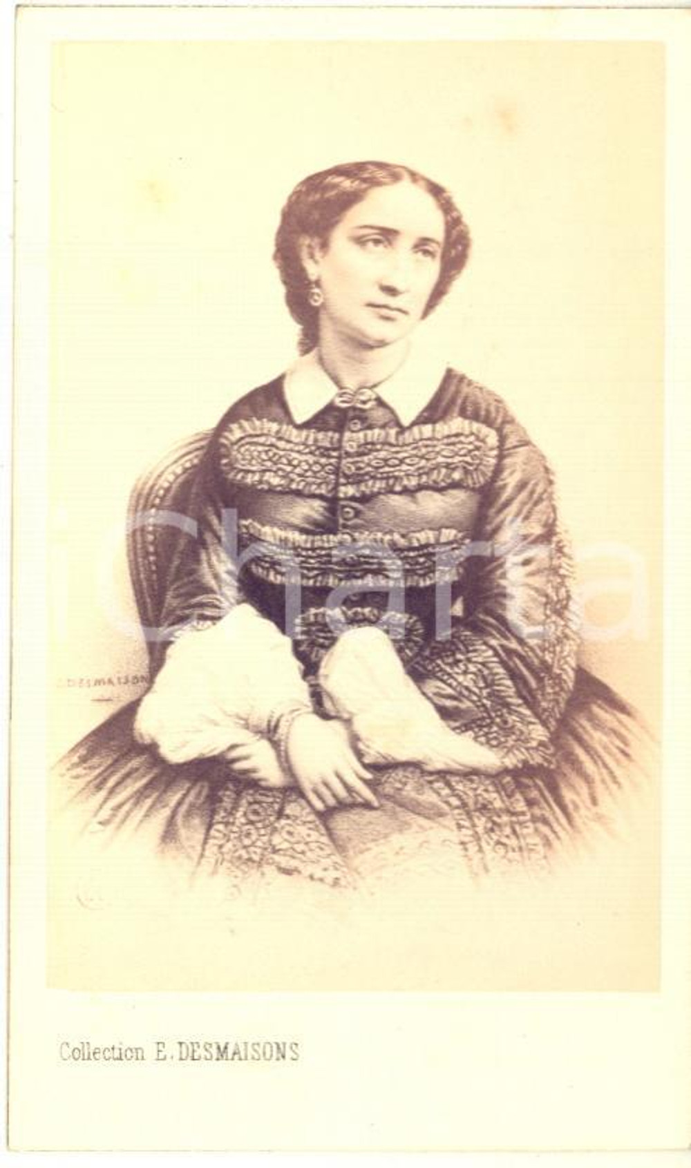 1860 ca Attrice Adelaide RISTORI - Ritratto - Foto vintage CDV DESMAISONS  Fotografia originale d'epoca.FOTOGRAFO: E. Desmaisons - ParisCONDIZIONI: GFORMATO: CDV    originale e autentica 1