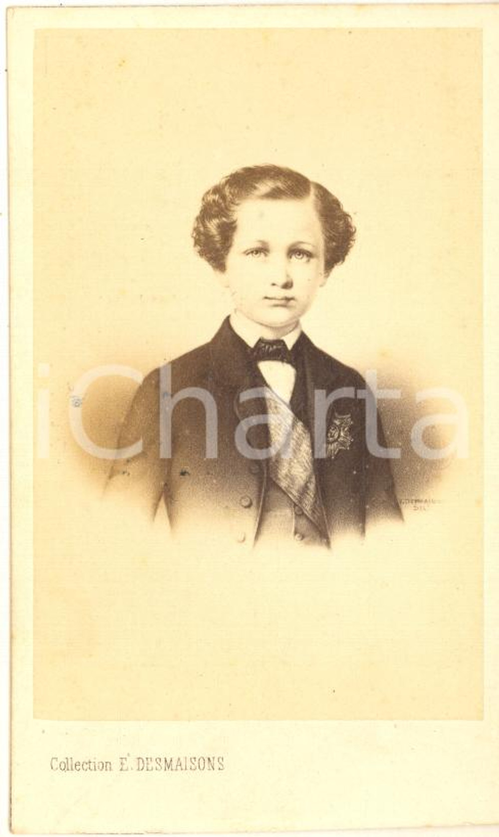 1865 ca Louis-Napoléon BONAPARTE Prince impérial enfant - Photo CDV DESMAISONS  Fotografia originale d'epoca, che ritrae Napoleone IV bambino.FOTOGRAFO: E. Desmaisons - ParisCONDIZIONI: GFORMATO: CDV    originale e autentica 1