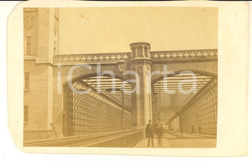 1870 ca COLOGNE (GERMANY) Bridge of iron - Vintage photo CDV ANIMATED  Fotografia originale d'epoca.CONDIZIONI: G (angoli arrotondati per l'inserimento in un album)FORMATO: CDV    originale e autentica 1