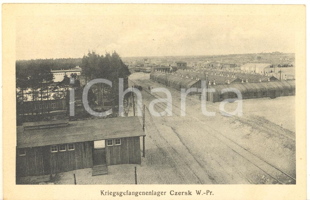 1915 ca WW1 POLAND Kriegsgefangenenlager CZERSK W.-Pr. *Postcard FP NV  Cartolina postale d'epoca, che mostra le baracche del lager polacco creato nel 1914.Non viaggiata.CONDIZIONI: GFORMATO: FP    originale e autentica 1