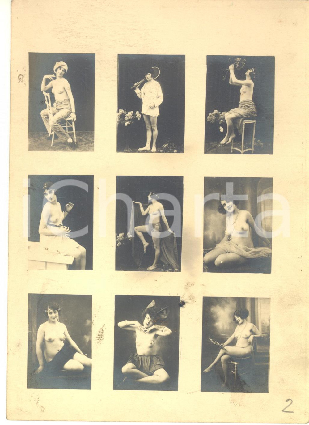 1910 ca EROTICA VINTAGE Naked women - 9 images - RARE Photo 13x18 (1)  Pregevole fotografia originale d'epoca, realizzata mediante il montaggio di nove immagini diverse.CONDIZIONI: FAIR (lievi macchie)FORMATO: 13x18 cm    originale e autentica 1