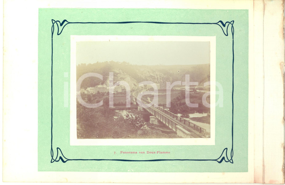 1910 ca RIVAGE /DOUXFLAMME Panorama dall'alto con il ponte - Foto VINTAGE RARA  Fotografia originale d'epoca.La fotografia &egrave; montata su cartoncino rigido, con margine telato, poich&eacute; era parte di un album o serie.Didascalia originale: "7. Panorama von Doux-Flamme".CONDIZIONI: GFORMATO: 23x15 cm (cartoncino); 11x8 cm (fotografia)    originale e autentica 1