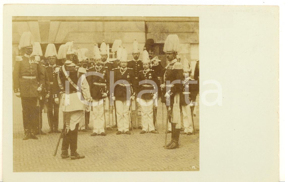 1905 ca POTSDAM Kaiser Wilhelm II of Germany And his Guards *RARE Photo postcard  Fotografia originale d'epoca, in formato cartolina postale.In sovraimpressione &egrave; indicato l'editore, Georg Stilke, Berlin.CONDIZIONI: G FORMATO: FP    originale e autentica 1