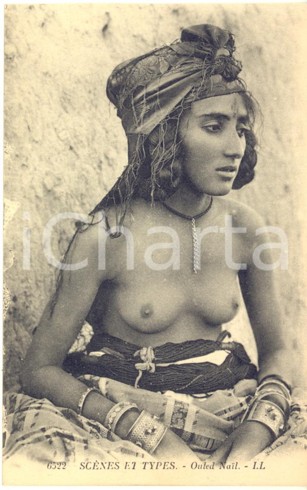 1910 ca ETHNIC NUDE WOMAN ALGERIA Scènes et Types - Ouled Nail *Vintage postcard Cartolina postale d'epoca, non viaggiata.FORMATO: FPCONDIZIONI: G    originale e autentica 1