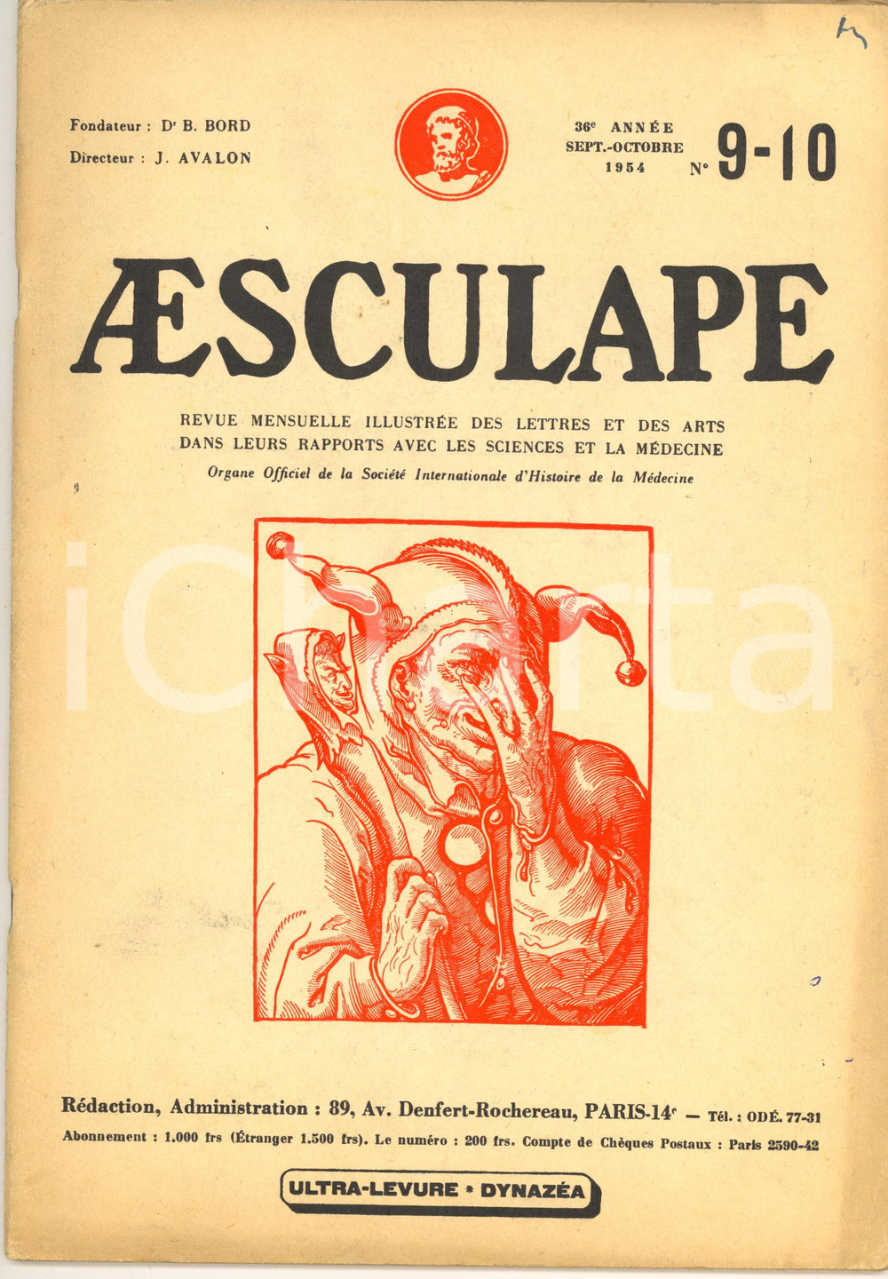 1954 AESCULAPE L'imposture Pierre-Paul Rubens - Revue illustrÃ©e nÂ° 9-10  Pubblicazione d'epoca, illustrata.CONDIZIONI: FAIR (tracce d'uso e piegatura alla quarta di copertina)    originale e autentica 1
