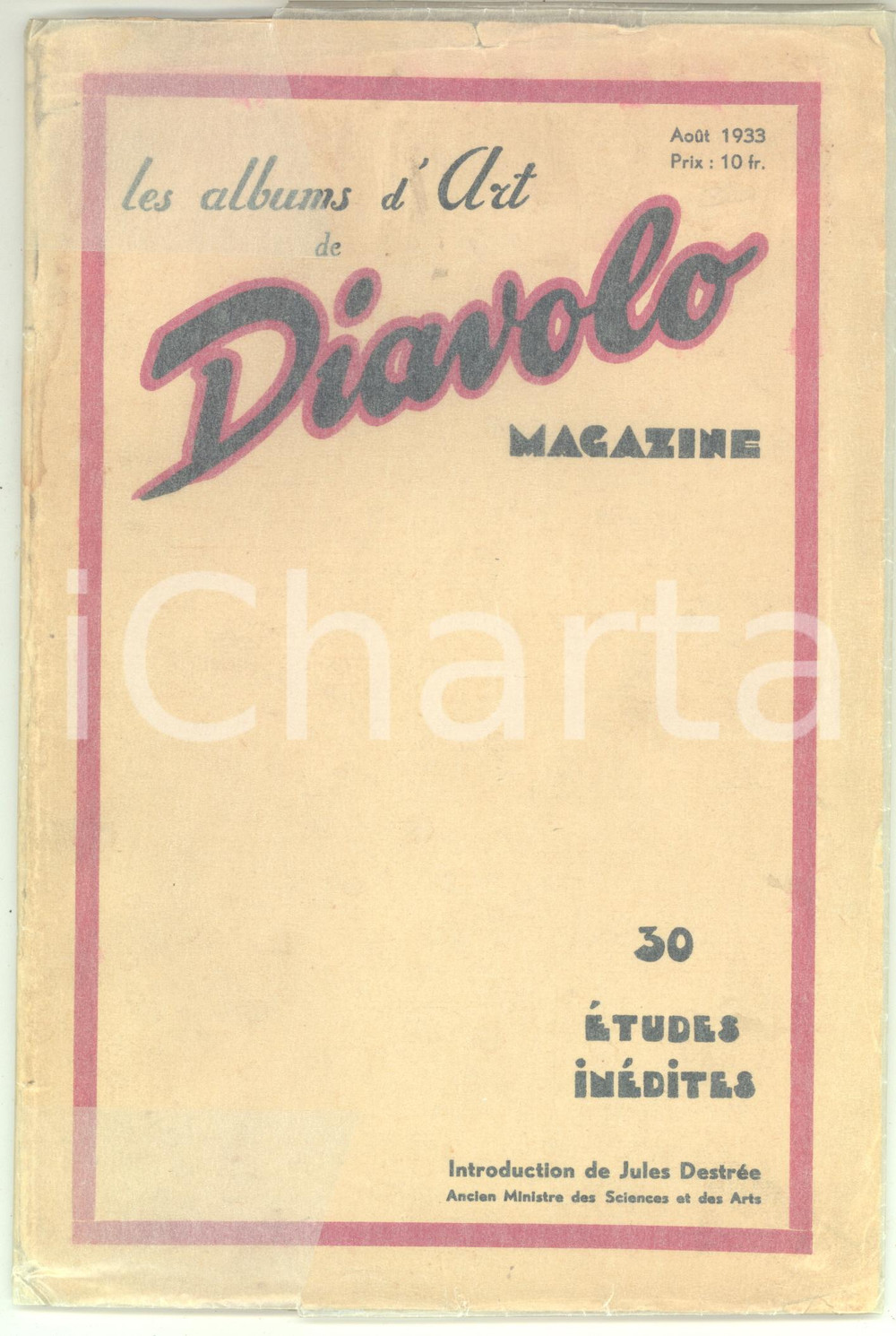 AoÃ»t 1933 DIAVOLO Album 30 Etudes inÃ©dites- Revue illustrÃ©e NU FEMININ  Rara rivista fotografica d'epoca, interamente illustrata a colori con 30 riproduzioni di studi di nudo (28 femminili e 2 maschili).Velina protettiva.CONDIZIONI: G (lievi tracce d'uso)FORMATO: 18x25 cm    originale e autentica 1