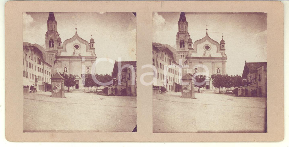 Agosto 1913 CORTINA D'AMPEZZO Chiesa SS. Filippo e Giacomo - Foto stereoscopica Fotografia stereoscopica d'epoca, su cartoncino rigido.Didascalia manoscritta al verso in lingua tedesca.FORMATO: 18x9 cmCONDIZIONI: G     originale e autentica 1