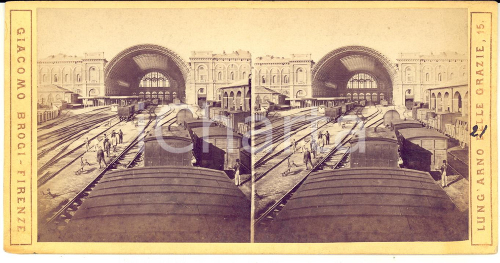 1900 ca TORINO Stazione PORTA NUOVA - Interno *Foto stereoscopica ANIMATA BROGI Fotografia stereoscopica originale d'epoca.FOTOGRAFO: Giacomo Brogi - Firenze GOOD/buono  Formato: 17x9 cm originale e autentica 1