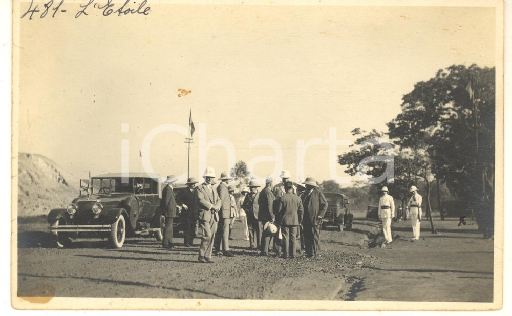 1928 KATANGA CONGO BELGE Roi Albert I - Mine de L'Etoile *Photo L. GABRIEL 481 Fotografia originale d'epoca, scattata durante la visita dei sovrani Alberto I ed Elisabetta del Belgio in Congo.FOTOGRAFO: Léopold Gabriel  FAIR/discreto piccole macchie Formato: 14x9 cm originale e autentica 1