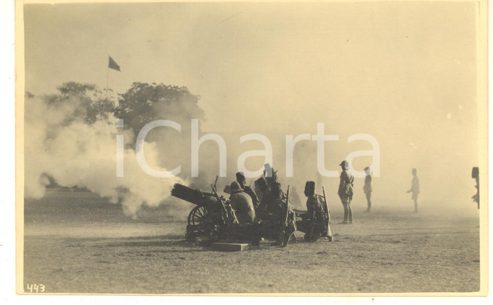 1928 CONGO BELGE Visite roi Albert Ier - Combat d'artillerie - Photo L. GABRIEL Fotografia originale d'epoca, scattata durante la visita dei sovrani Alberto I ed Elisabetta del Belgio in Congo.FOTOGRAFO: L&eacute;opold GabrielFORMATO: 14x9 cmCONDIZIONI: G     originale e autentica 1