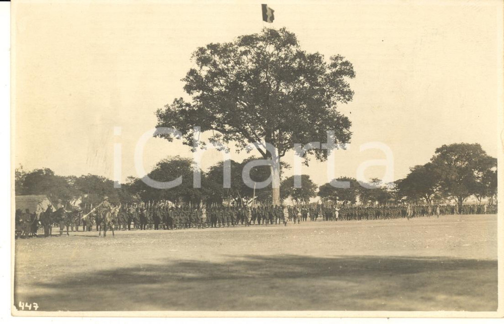 1928 CONGO BELGE Visite du roi Albert Ier - Démonstration militaire - Photo Fotografia originale d'epoca, scattata durante la visita dei sovrani Alberto I ed Elisabetta del Belgio in Congo.FOTOGRAFO: L&eacute;opold Gabriel - Panda - KatangaFORMATO: 14x9 cmCONDIZIONI: G     originale e autentica 1