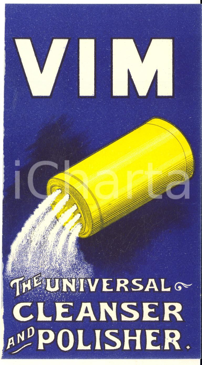 1890 ca VIM Universal Cleaner & Polisher - VINTAGE Advertising 9x17 cm  Pubblicit&agrave; originale d'epoca, a colori, su carta, con testo al verso.CONDIZIONI: G FORMATO: 9x17 cm    originale e autentica 1