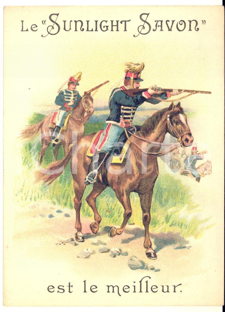 1890 ca BRUXELLES - SUNLIGHT SAVON - Carte publicitaire ARMEE (3) 9x12  Cartoncino pubblicitario originale d'epoca.CONDIZIONI: GFORMATO: 9x12 cm    originale e autentica 1