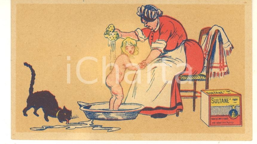 1890 ca SULTANE SAVON - Savonneries Réunies - Carte publicitaire 10,5x6 cm (5)  Cartoncino pubblicitario originale d'epoca.CONDIZIONI: FAIR (residui cartacei al verso)FORMATO: 10,5x6 cm    originale e autentica 1