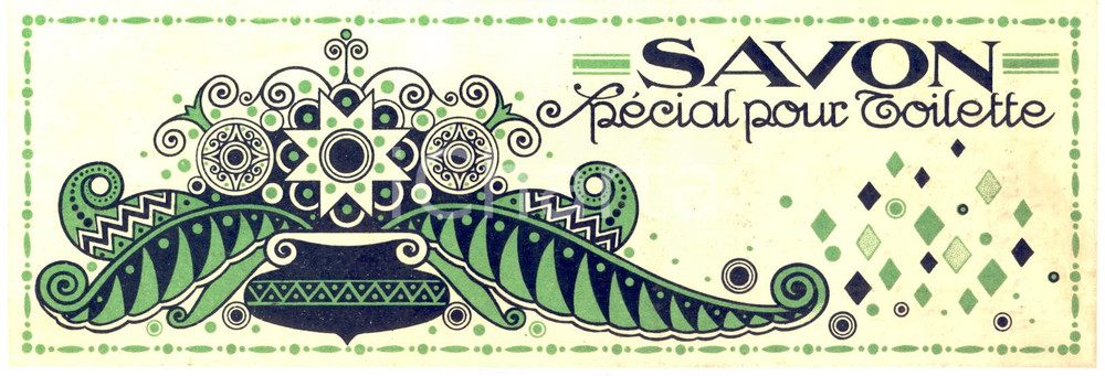1910 ca FRANCE SAVON Spécial pour Toilette - Vintage label ART DECO 21x7 cm  Etichetta pubblicitaria d'epoca, originale.CONDIZIONI: G FORMATO: 21x7 cm    originale e autentica 1