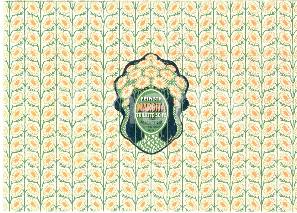 1890 ca OFFENBACH - M. KAPPUS - MARGITA Toilette-Seife *Carta per sapone vintage  Carta per saponetta originale, pubblicitaria.CONDIZIONI: GFORMATO: 20x14 cm    originale e autentica 1