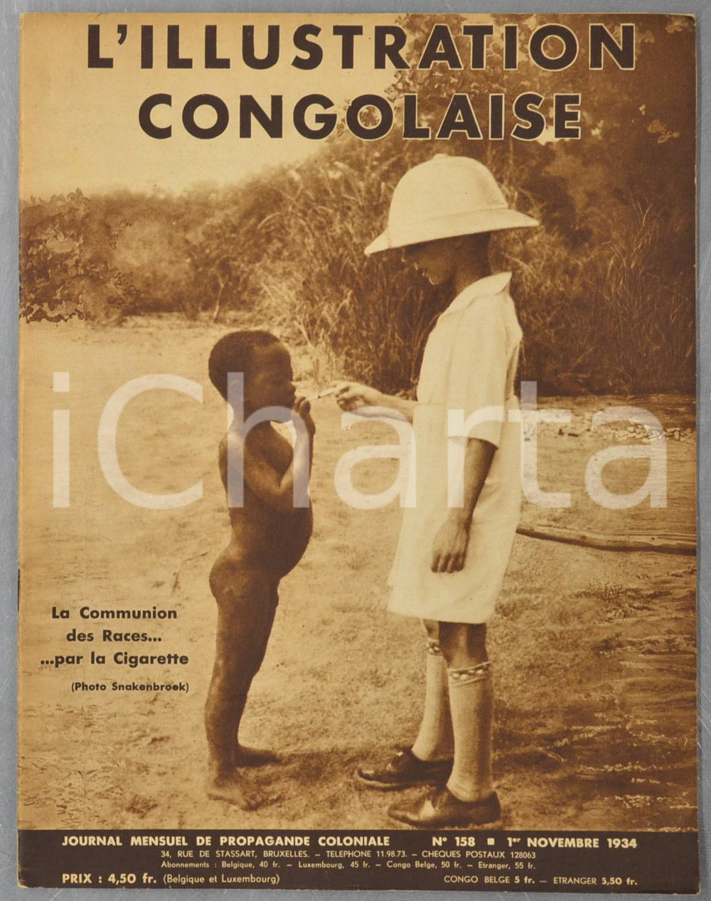 1934 L'ILLUSTRATION CONGOLAISE Coiffures - Gens d'UÃ©lÃ© - Katanga minier  Rivista d'epoca, riccamente illustrata b/n.Novembre 1934 - n&deg; 158CONDIZIONI: FAIR (lievi piegature; tracce d'uso)FORMATO: 25x32 cmPAGINE: 36    originale e autentica 1