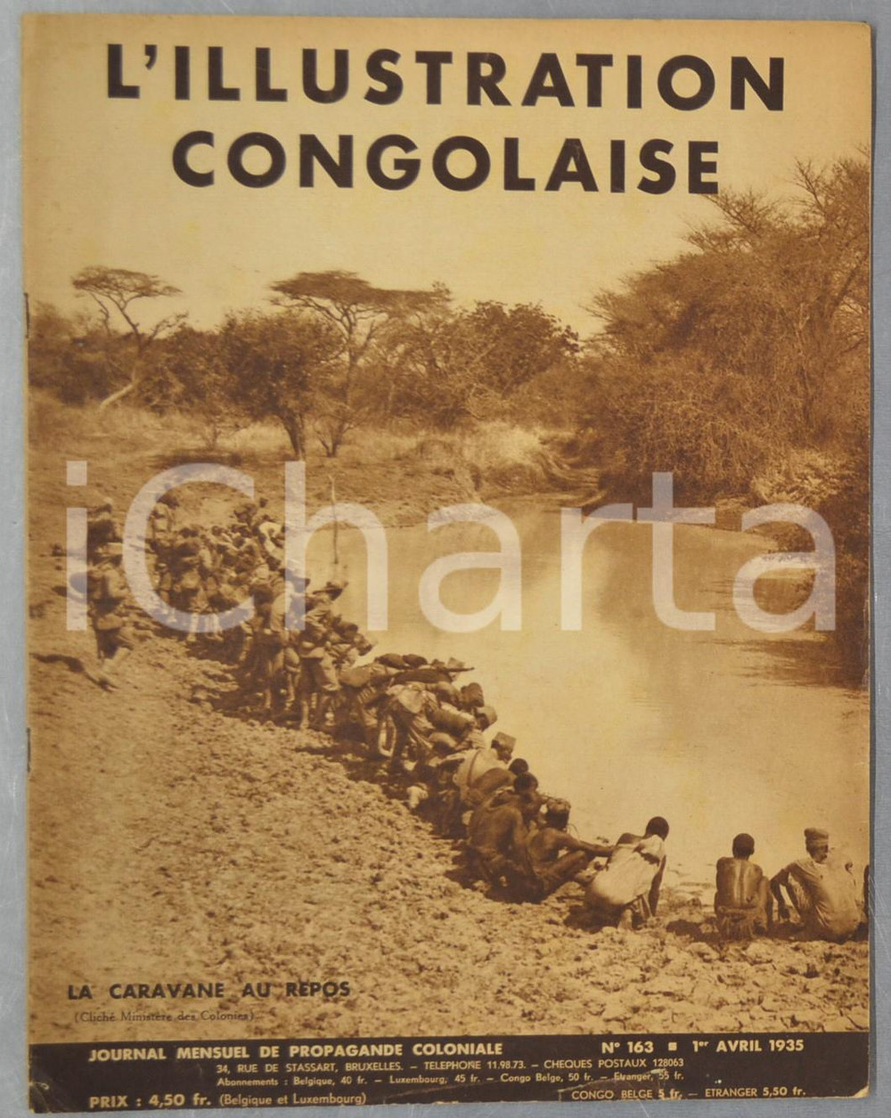 1935 L'ILLUSTRATION CONGOLAISE Cérémonie en mémoire du roi Albert au Katanga  Rivista d'epoca, riccamente illustrata b/n.Aprile 1935 - n&deg; 163CONDIZIONI: FAIR (lievi piegature; piccoli strappi marginali; tracce d'uso)FORMATO: 25x32 cmPAGINE: 36    originale e autentica 1
