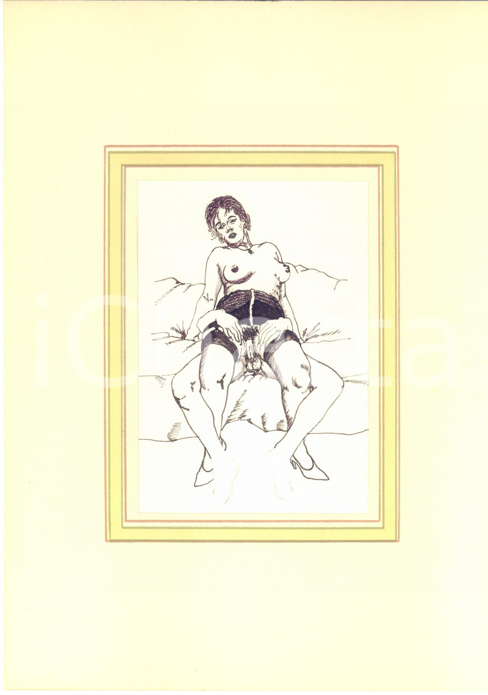 1950 ca EROTICA VINTAGE Coppia nuda - Scena di sesso *Disegno china 20x28 cm  Interessante disegno originale a china su carta, montato su passepartout in cartoncino.CONDIZIONI: GFORMATO: 20x28 cm (cartoncino); 18x27 cm (disegno)    originale e autentica 1