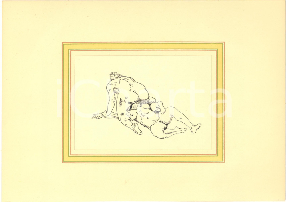 1930 ca EROTICA VINTAGE Coppia nuda - Scena di sesso (2) Disegno china 28x18  Interessante disegno originale a china su carta, montato su passepartout in cartoncino.CONDIZIONI: GFORMATO: 28x18 cm (cartoncino); 18x13 cm (disegno)    originale e autentica 1