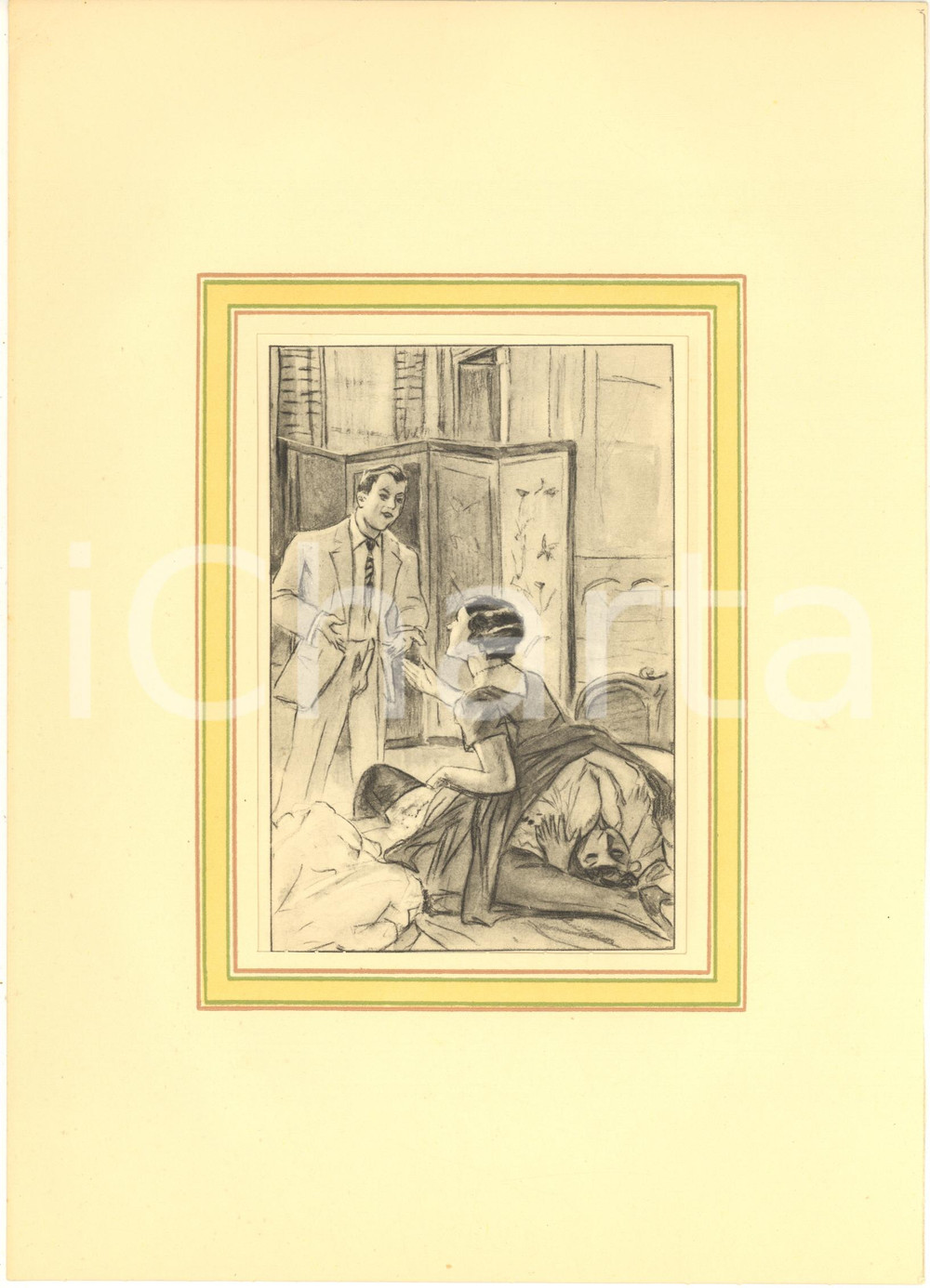 1930 ca VINTAGE EROTIC  Threesome - Two woman and a man (2) Engraving 20x28 cm  Stampa originale d'epoca, montata su passepartout in cartoncino.CONDIZIONI: GFORMATO: 20x28 cm (cartoncino); 13x19 cm (stampa)    originale e autentica 1