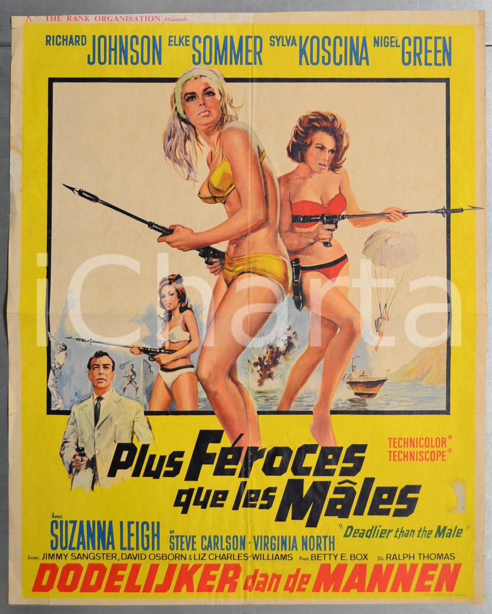 1967 PLUS FÉROCES QUE LES MÂLES Sylva KOSCINA Elke SOMMER Manifesto 47x60 cm Manifesto d'epoca, originale e autentico.DIMENSIONI: 47x60cm CONDIZIONI: POOR (piccoli strappi ai margini, piegature, residuo di incollatura margine inferiore, margine superiore rifilato a mano)    originale e autentica 1
