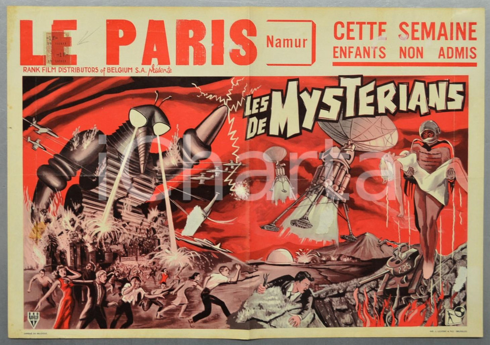 1957 LES MYSTERIANS Chikyū Bōeigun - Ishiro HONDA Manifesto 50x35 cm Manifesto d'epoca, originale e autentico.DIMENSIONI: 35x50 cm CONDIZIONI: POOR (piegature diffuse, lievi strappi e abrasioni)    originale e autentica 1