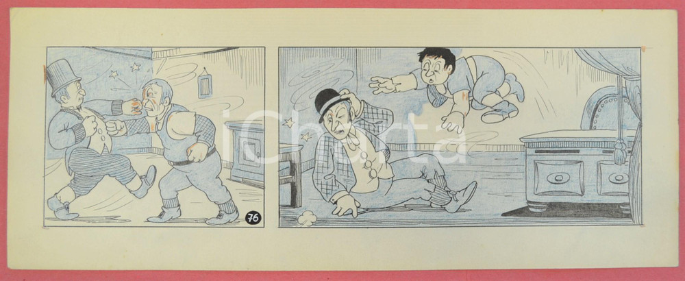 1950 ca DUTCH COMIC by A. REUVERS Original comic strip n.76 - ORIGINAL ART Striscia a fumetti d'epoca, originale e autentica. Disegno originale a china di A. Reuvers.EDITORE: Omnium PressCONDIZIONI: FAIRDIMENSIONI: 32x12 cm    originale e autentica 1