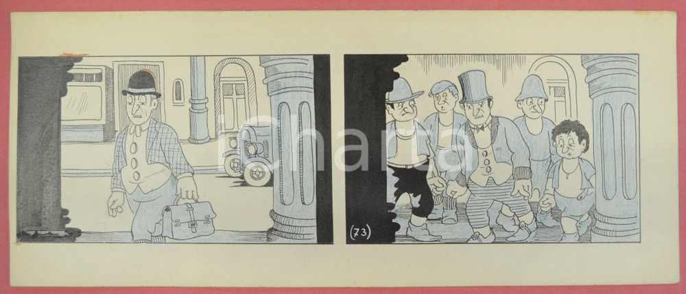 1950 ca DUTCH COMIC by A. REUVERS Original comic strip n.73 - ORIGINAL ART Striscia a fumetti d'epoca, originale e autentica. Disegno originale a china di A. Reuvers.EDITORE: Omnium PressCONDIZIONI: FAIRDIMENSIONI: 31x12 cm    originale e autentica 1