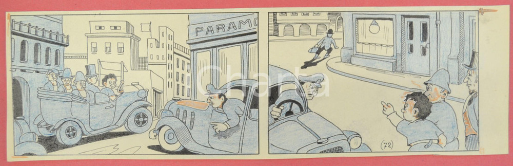 1950 ca DUTCH COMIC by A. REUVERS Original comic strip n.71 - ORIGINAL ART Striscia a fumetti d'epoca, originale e autentica. Disegno originale a china di A. Reuvers.EDITORE: Omnium PressCONDIZIONI: FAIRDIMENSIONI: 30x12 cm    originale e autentica 1