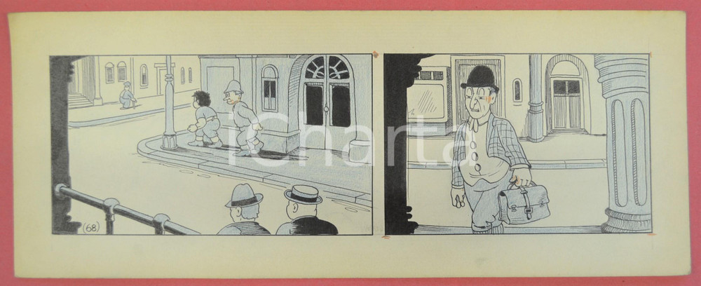 1950 ca DUTCH COMIC by A. REUVERS Original comic strip n.68 - ORIGINAL ART Striscia a fumetti d'epoca, originale e autentica. Disegno originale a china di A. Reuvers.EDITORE: Omnium PressCONDIZIONI: FAIRDIMENSIONI: 32x12 cm    originale e autentica 1
