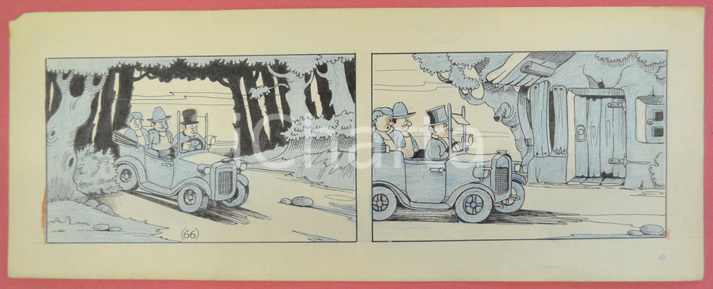 1950 ca DUTCH COMIC by A. REUVERS Original comic strip n.66 - ORIGINAL ART Striscia a fumetti d'epoca, originale e autentica. Disegno originale a china di A. Reuvers.EDITORE: Omnium PressCONDIZIONI: POOR (piccola mancanza all'angolo superiore sinistro)DIMENSIONI: 32x12 cm    originale e autentica 1