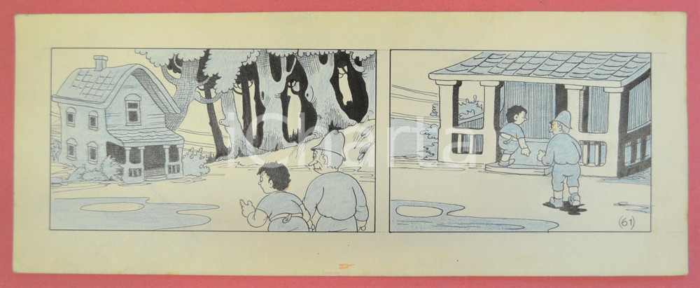 1950 ca DUTCH COMIC by A. REUVERS Original comic strip n.61 - ORIGINAL ART Striscia a fumetti d'epoca, originale e autentica. Disegno originale a china di A. Reuvers.EDITORE: Omnium PressCONDIZIONI: FAIRDIMENSIONI: 32x12 cm    originale e autentica 1