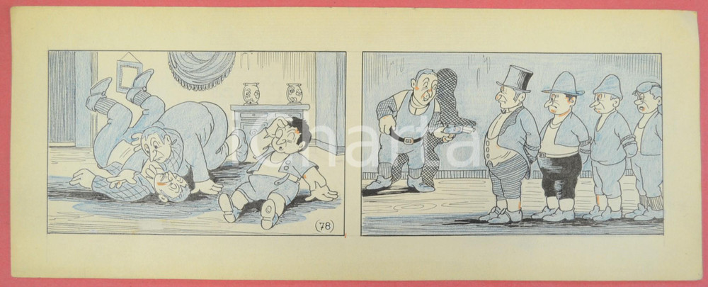 1950 ca DUTCH COMIC by A. REUVERS Original comic strip n.78 - ORIGINAL ART Striscia a fumetti d'epoca, originale e autentica. Disegno originale a china di A. Reuvers.EDITORE: Omnium PressCONDIZIONI: FAIRDIMENSIONI: 32x12 cm    originale e autentica 1