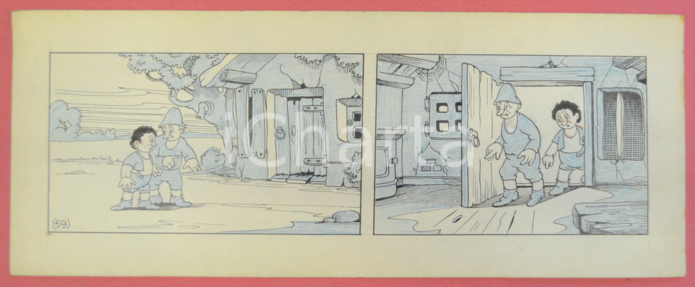 1950 ca DUTCH COMIC by A. REUVERS Original comic strip n.59 - ORIGINAL ART Striscia a fumetti d'epoca, originale e autentica. Disegno originale a china di A. Reuvers.EDITORE: Omnium PressCONDIZIONI: FAIRDIMENSIONI: 31x12 cm    originale e autentica 1