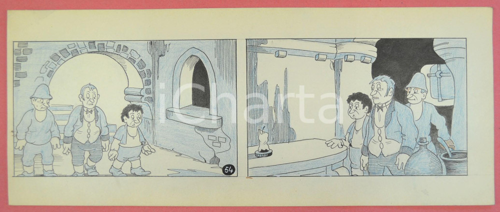 1950 ca DUTCH COMIC by A. REUVERS Original comic strip n.54 - ORIGINAL ART Striscia a fumetti d'epoca, originale e autentica. Disegno originale a china di A. Reuvers.EDITORE: Omnium PressCONDIZIONI: FAIRDIMENSIONI: 31x12 cm    originale e autentica 1