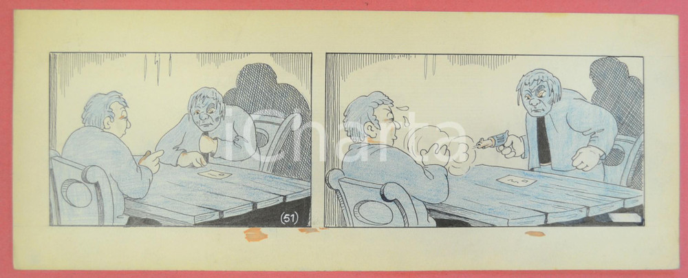 1950 ca DUTCH COMIC by A. REUVERS Original comic strip n.51 - ORIGINAL ART Striscia a fumetti d'epoca, originale e autentica. Disegno originale a china di A. Reuvers.EDITORE: Omnium PressCONDIZIONI: FAIRDIMENSIONI: 32x12 cm    originale e autentica 1