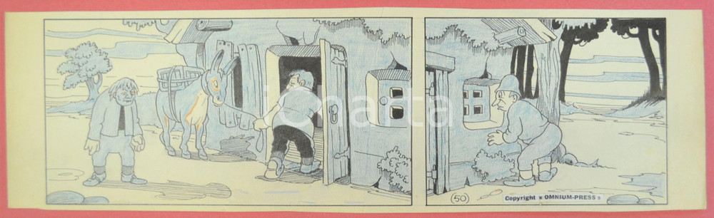 1950 ca DUTCH COMIC by A. REUVERS Original comic strip n.50 - ORIGINAL ART Striscia a fumetti d'epoca, originale e autentica. Disegno originale a china di A. Reuvers.EDITORE: Omnium PressCONDIZIONI: FAIRDIMENSIONI: 32x9 cm    originale e autentica 1