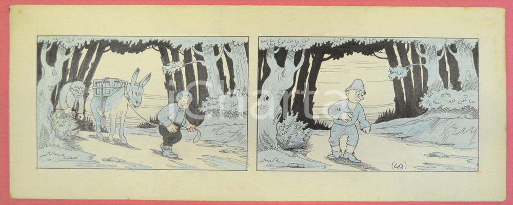 1950 ca DUTCH COMIC by A. REUVERS Original comic strip n.49 - ORIGINAL ART Striscia a fumetti d'epoca, originale e autentica. Disegno originale a china di A. Reuvers.EDITORE: Omnium PressCONDIZIONI: FAIRDIMENSIONI: 32x12 cm    originale e autentica 1