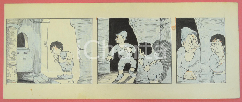 1950 ca DUTCH COMIC by A. REUVERS Original comic strip n.44 - ORIGINAL ART Striscia a fumetti d'epoca, originale e autentica. Disegno originale a china di A. Reuvers.EDITORE: Omnium PressCONDIZIONI: FAIRDIMENSIONI: 30x12 cm    originale e autentica 1